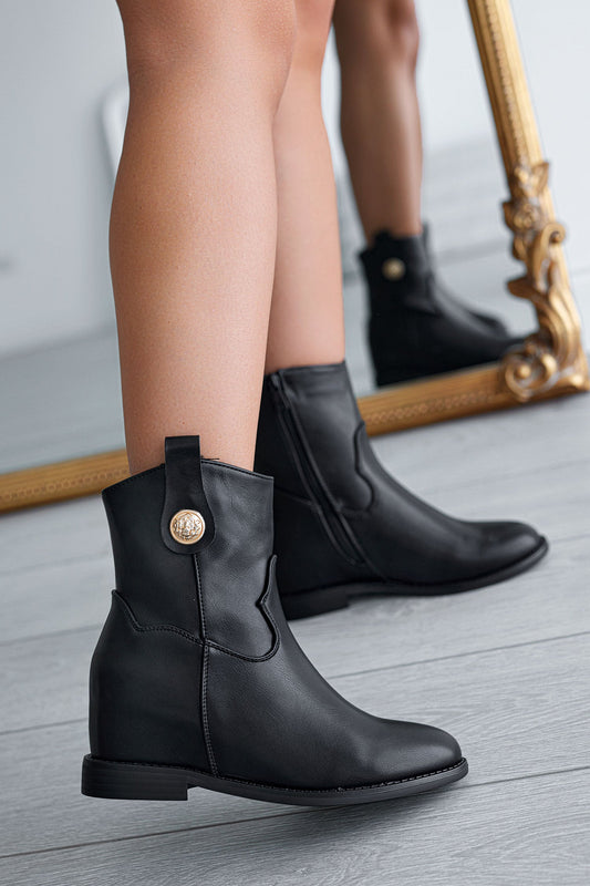 ALEXIS - Bottines Alexoo noires avec bouton doré