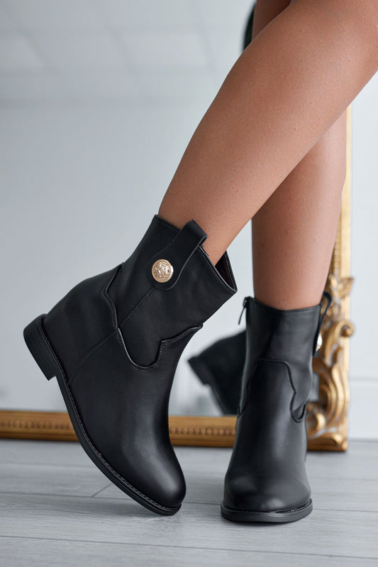 ALEXIS - Bottines Alexoo noires avec bouton doré