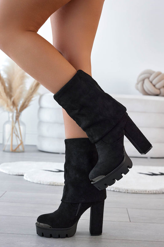 JOSEPH - Boots à revers en daim noir