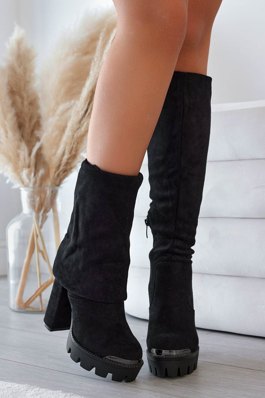 JOSEPH - Boots à revers en daim noir
