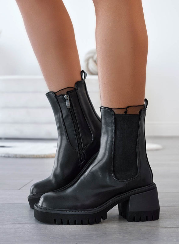 HARRY - Bottines Alexoo noires avec élastique latéral