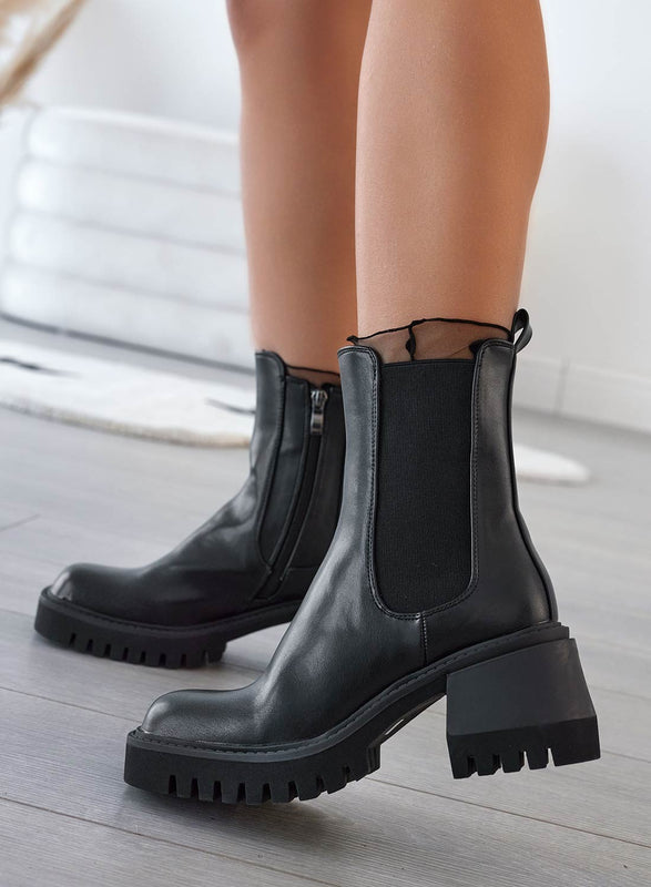 HARRY - Bottines Alexoo noires avec élastique latéral
