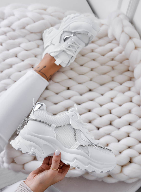 ROSANNA - Baskets blanches à semelle haute et strass