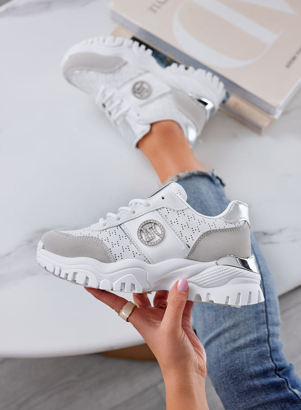 GRAZIA - Baskets blanches perforées avec application de bijou