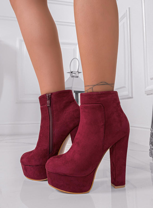 FELICIA - Bottines en daim à talons hauts bordeaux