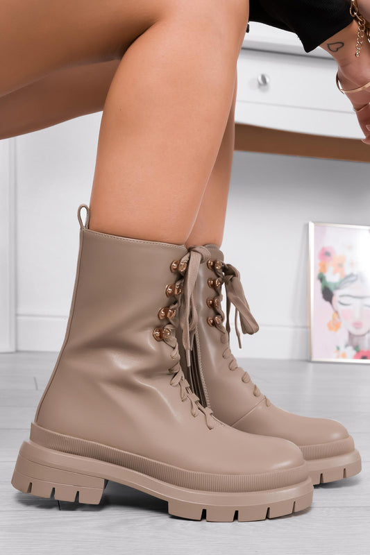 MARA - Bottines Alexoo camel à lacets