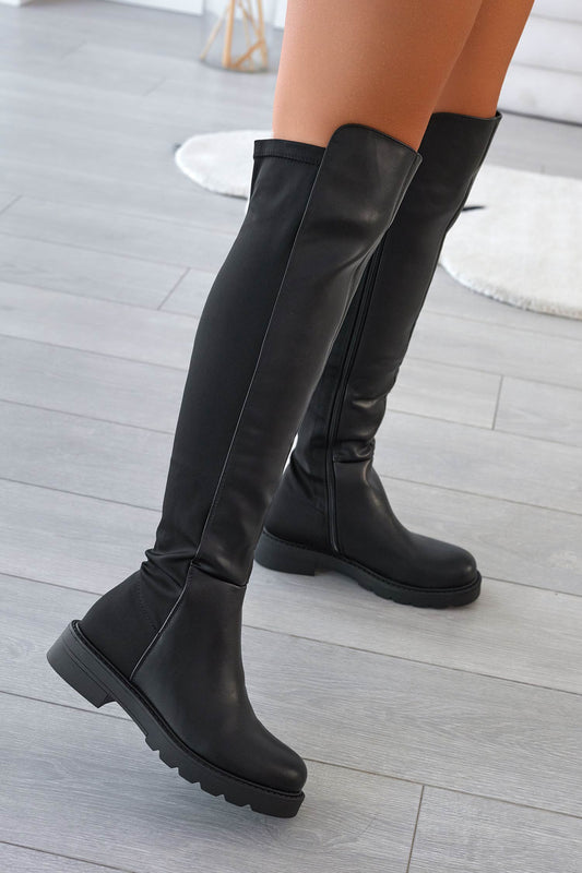 COLLINS - Bottes noires en tissu élastique