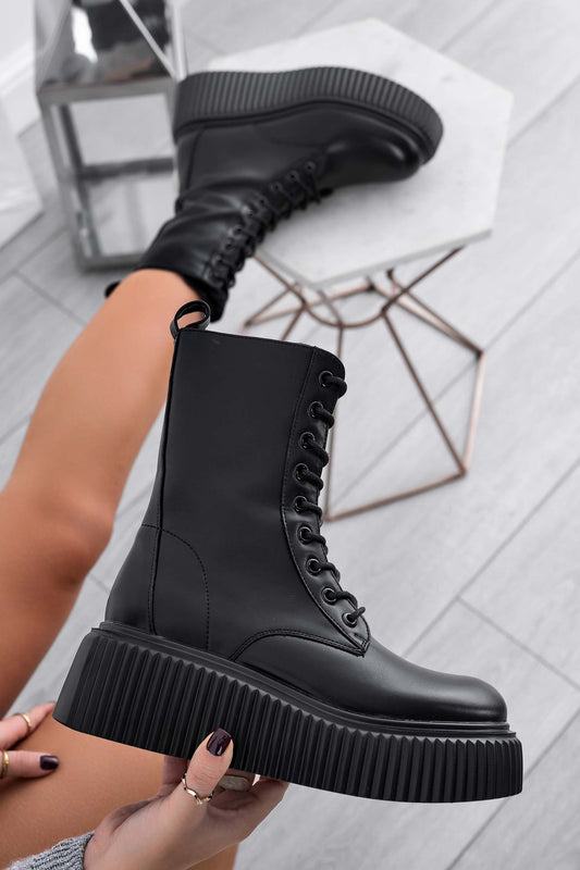 NOISE - Bottines amphibies noires à lacets