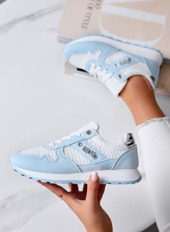 ARMIDA - Baskets bleues sportives avec inserts en tissu et détails argentés