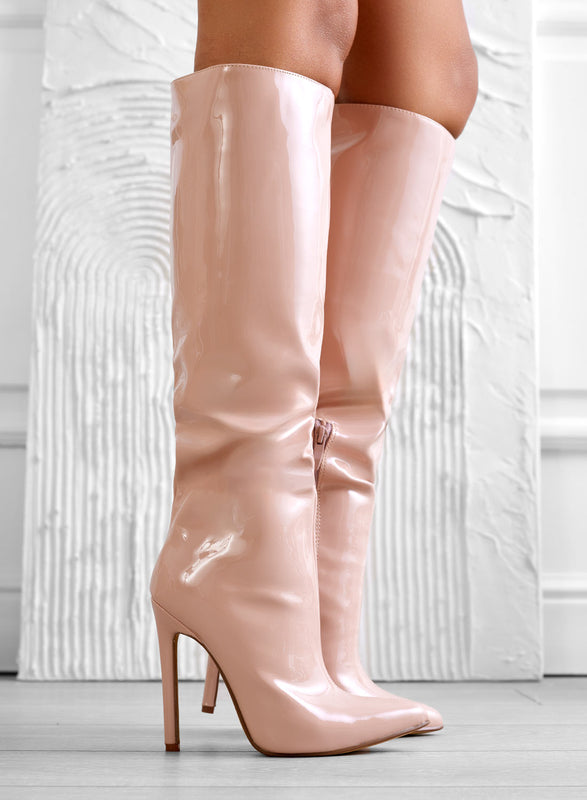 LOLA - Bottines Alexoo nude à talons aiguilles hauts
