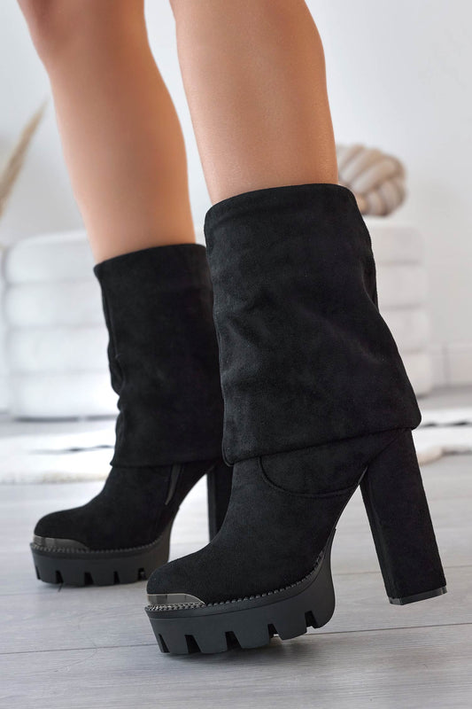 JOSEPH - Boots à revers en daim noir