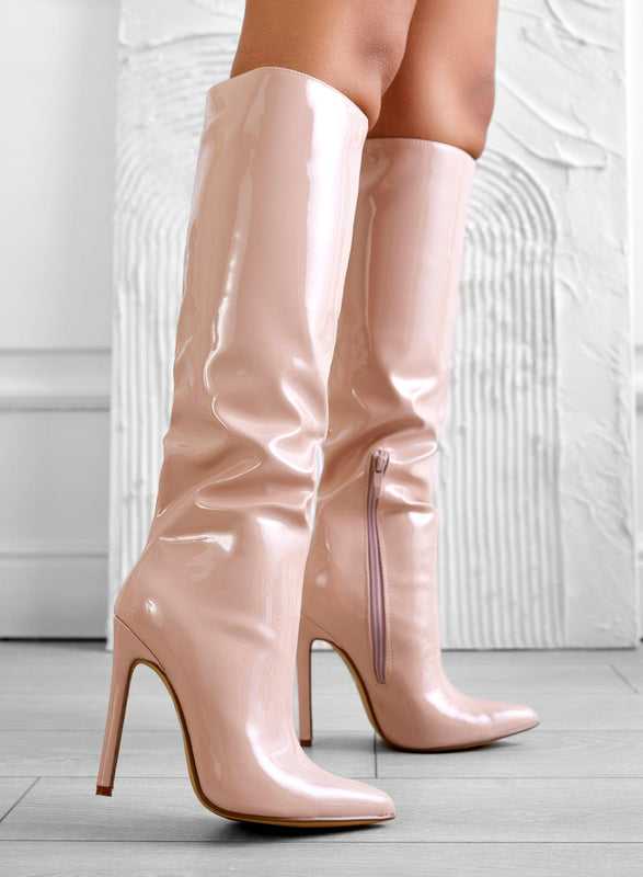 LOLA - Bottines Alexoo nude à talons aiguilles hauts