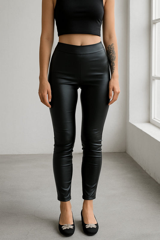 Legging simili cuir noir