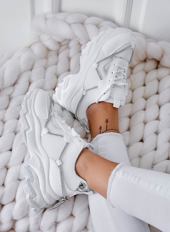 ROSANNA - Baskets blanches à semelle haute et strass