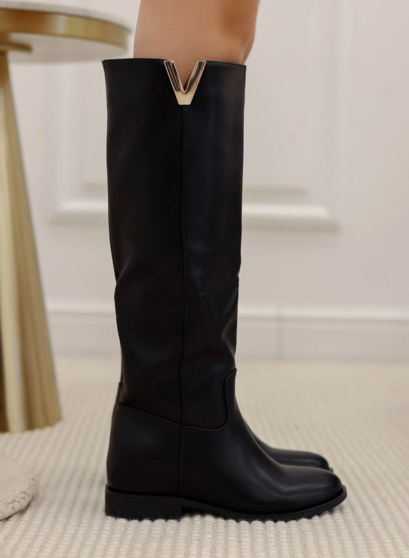 RANDA - Boots en simili cuir noir avec cale interne