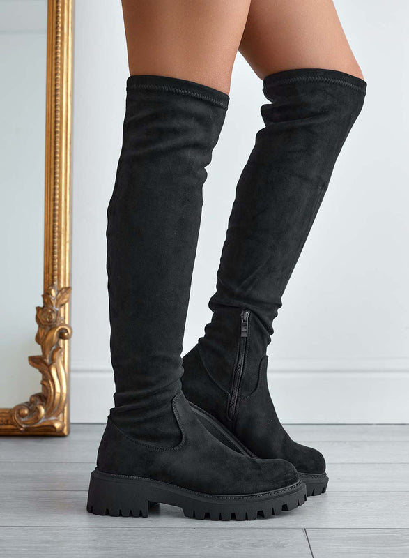 ROGER - Bottes en daim noir