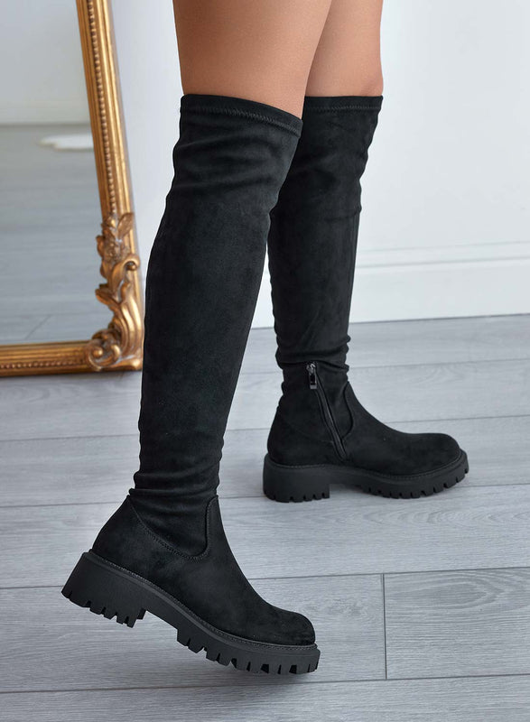 ROGER - Bottes en daim noir