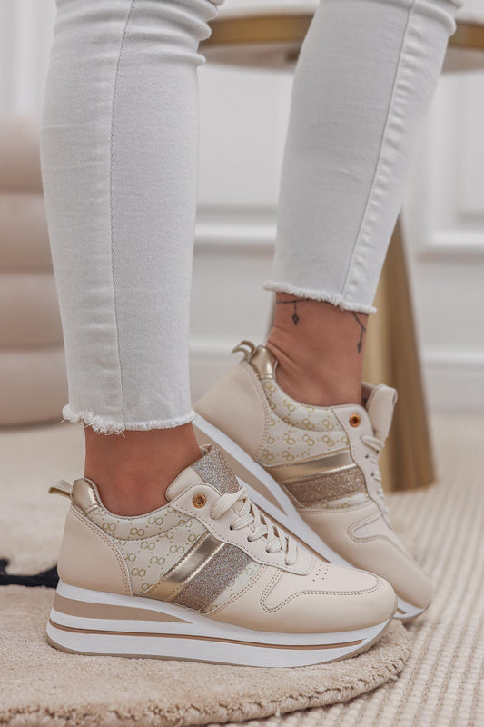 COLEEN - Sneakers beige con suola spessa