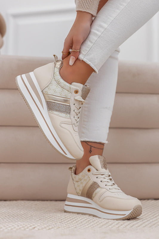 COLEEN - Sneakers beige con suola spessa