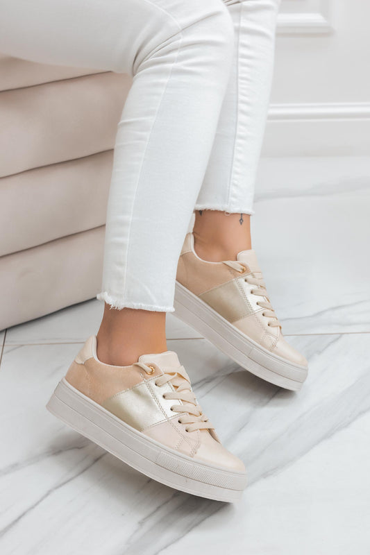 ALIBY - Sneakers beige con pannelli a contrasto