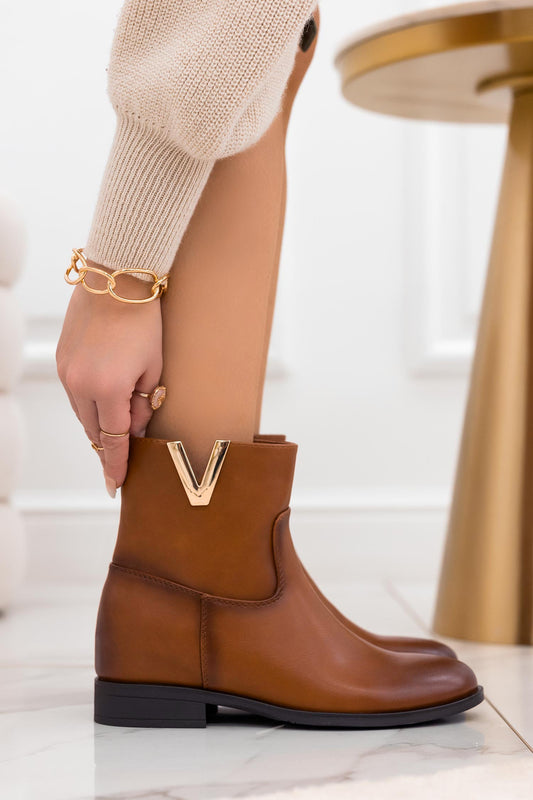 SIENNA - Bottines en simili cuir camel