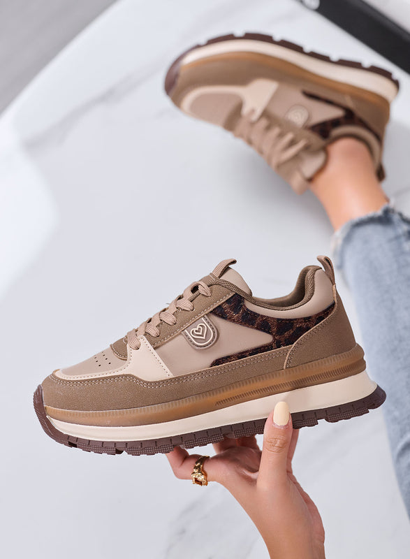 PIPER - Sneakers Donna Marrone con Dettagli Leopardati
