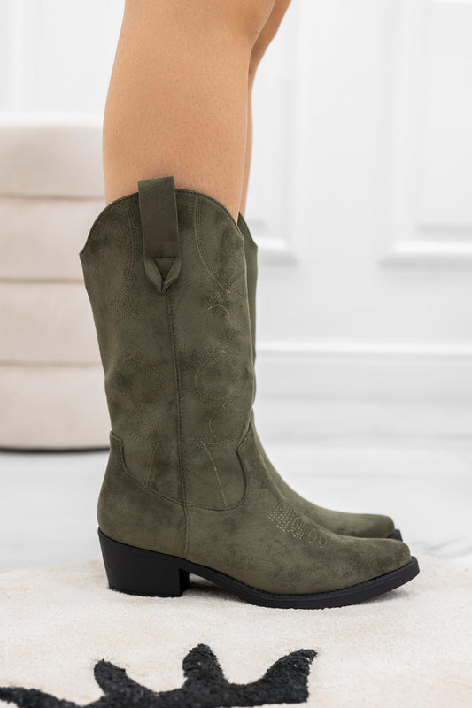 COOPER - Bottes camperos en daim vert