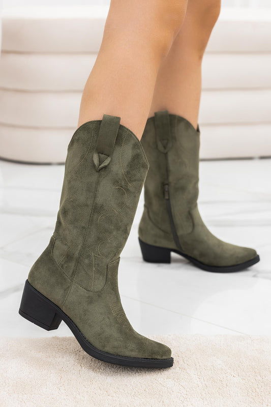 COOPER - Bottes camperos en daim vert