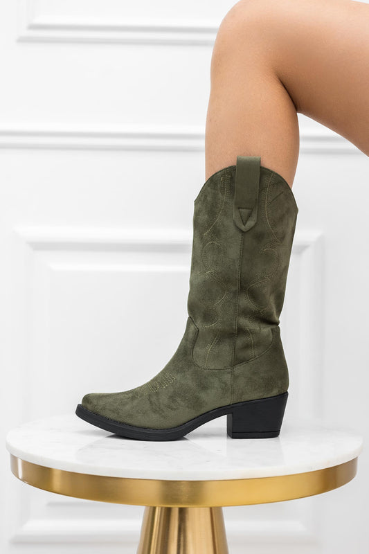 COOPER - Bottes camperos en daim vert