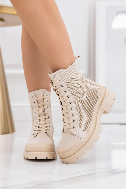 MARZIA - Bottines perforées beige