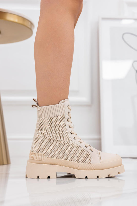 MARZIA - Bottines perforées beige