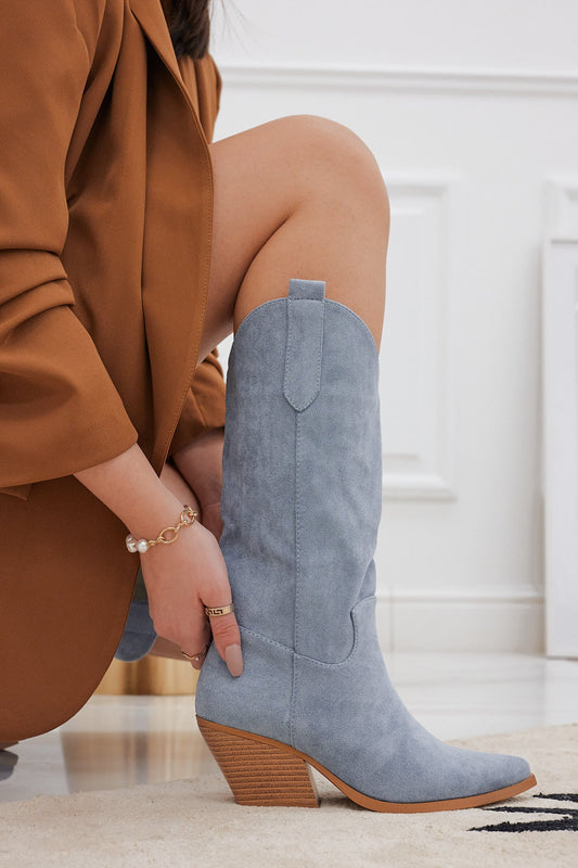 VIRGINIA - Bottes camperos bleues avec un talon confortable