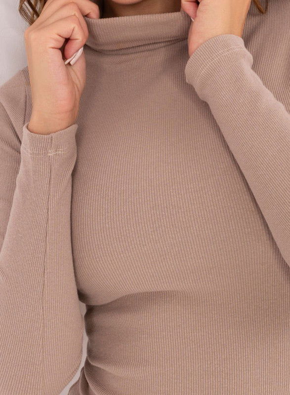 Robe moulante beige côtelée