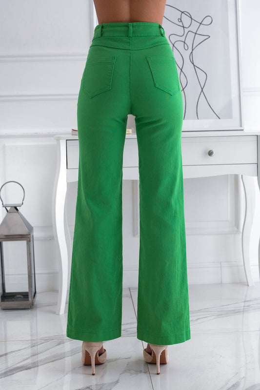 Pantalon évasé en coton vert