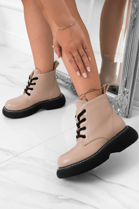 SVEVA - Bottines beige à lacets