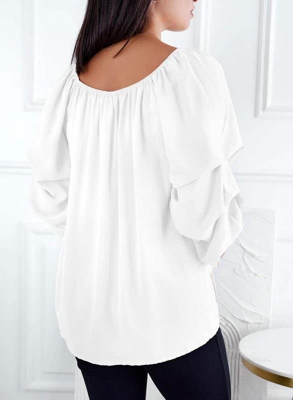 Blouse blanche à manches froncées