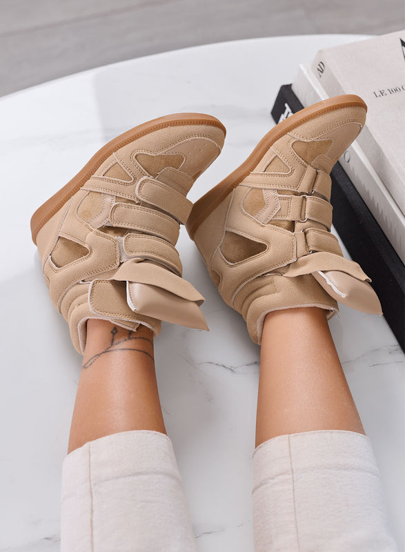 JANNY - Sneakers Alte Donna biege con Zeppa Interna e Strappi
