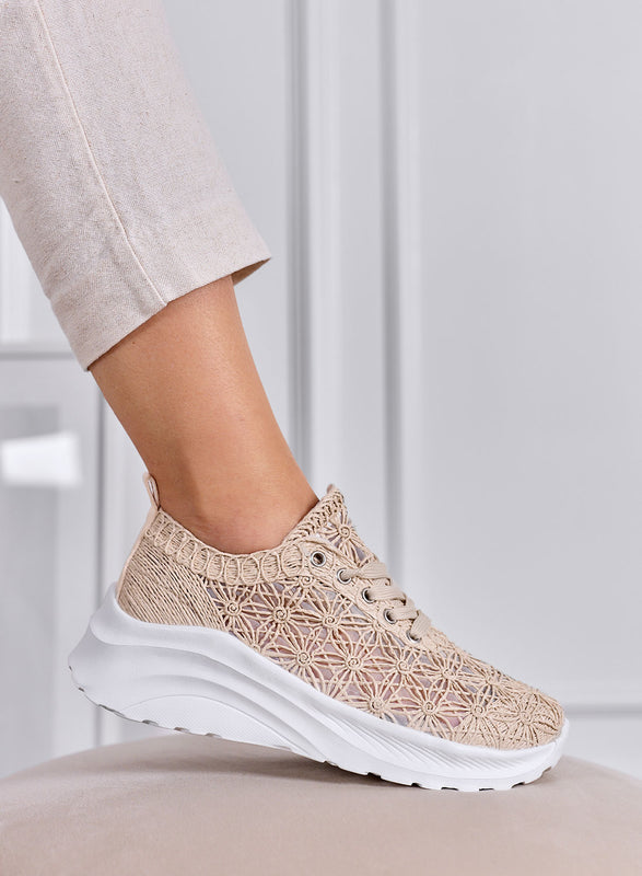 ESRA - Sneakers beige Traforate con Suola Comfort Leggera