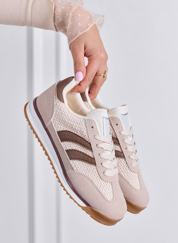 PIERA - Baskets marron à imprimé animalier avec semelle en caoutchouc