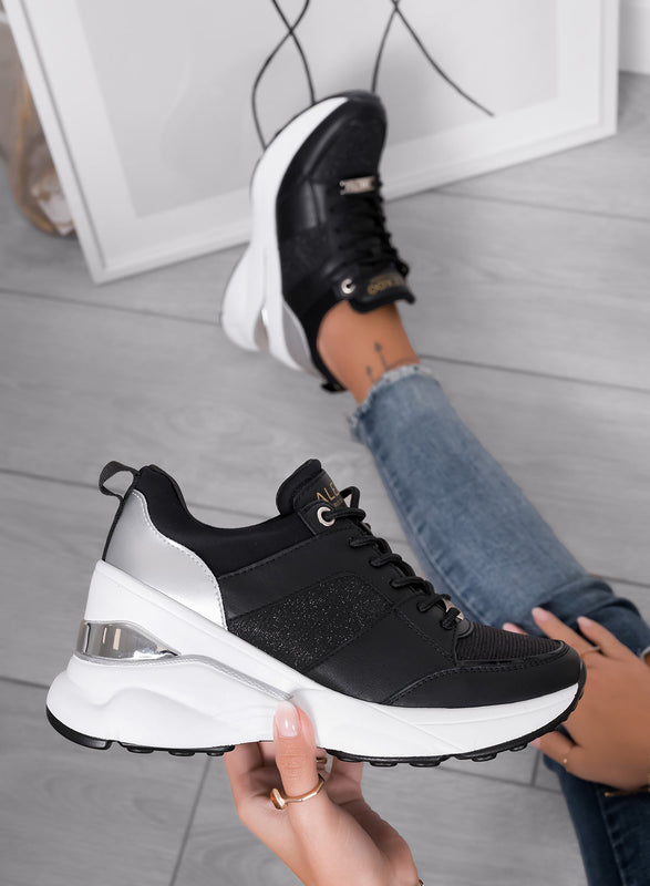 FREYA - Baskets noires Alexoo avec empiècements pailletés