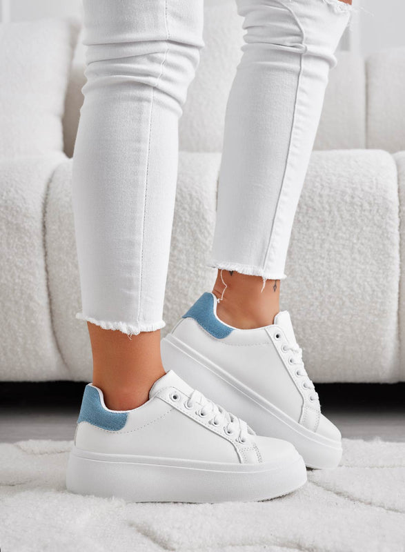 MALVIN - Baskets blanches dos bleu jeans