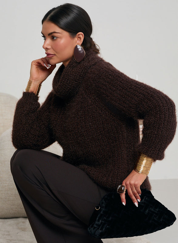 Soft and warm brown turtleneck sweater