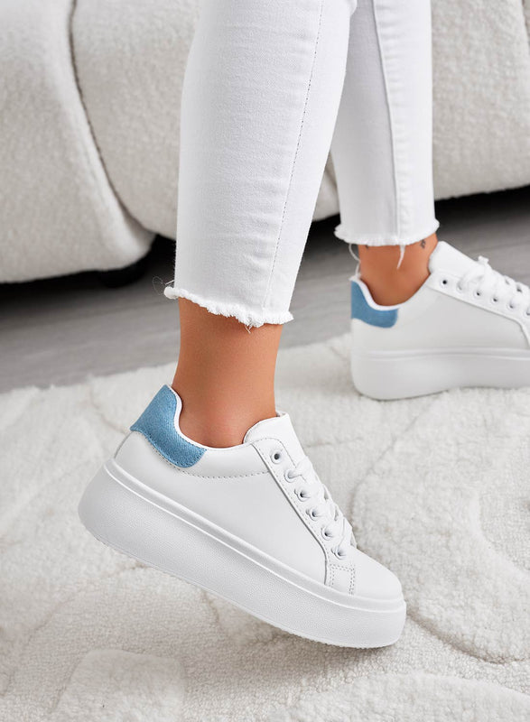 MALVIN - Baskets blanches dos bleu jeans