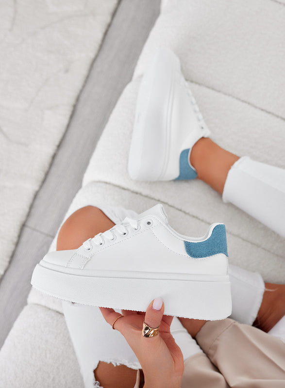 MALVIN - Baskets blanches dos bleu jeans