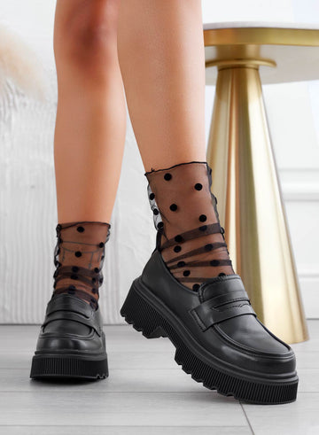 IMMA - Mocassins Alexoo noirs à semelle haute