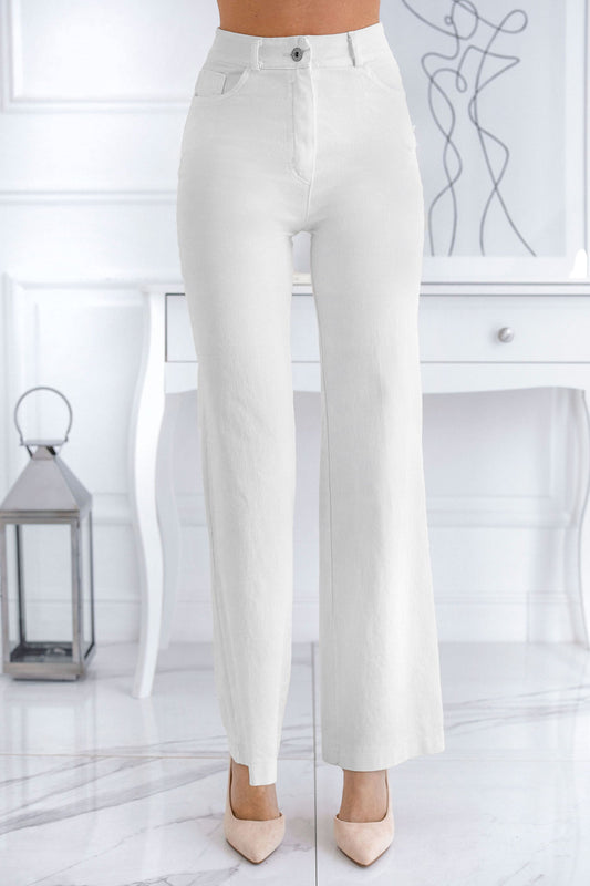 Pantalon évasé en coton blanche