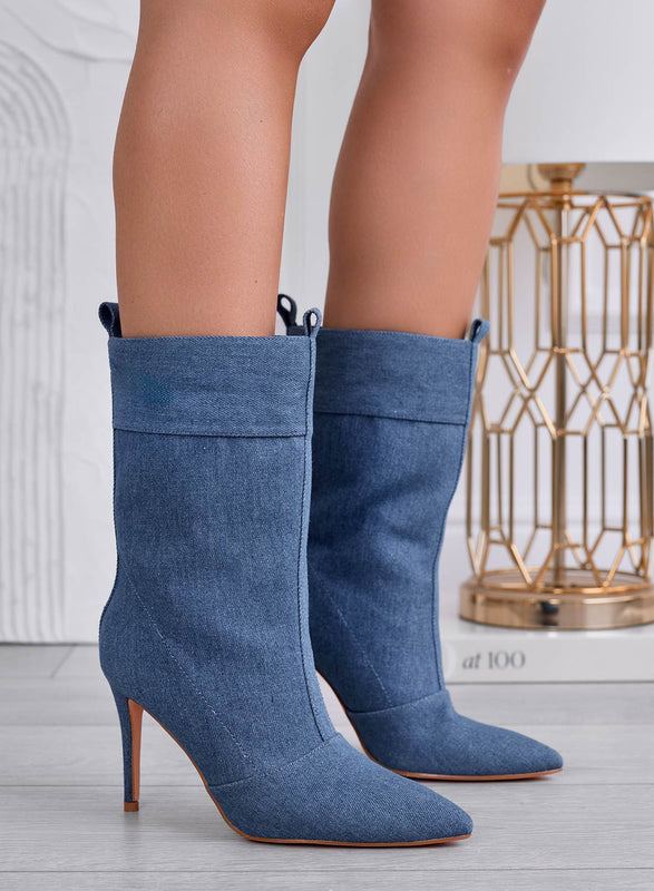 NICOLETTA - Bottines à talons en denim bleu