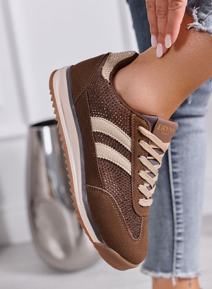 BRITNEY - Sneakers Donna marrone con Strass