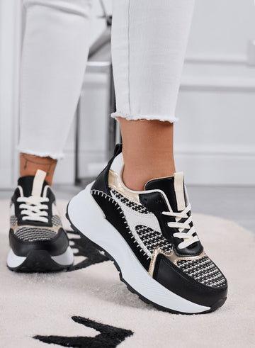 IRIS - Baskets noires avec inserts en tissu