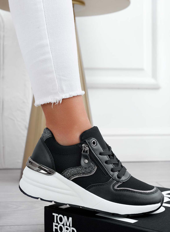 Baskets noires avec empiècements pailletés